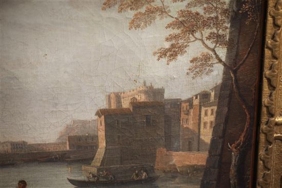 After Claude-Joseph Vernet (1714-1789) Harbour scenes with figures in the foreground 19 x 28.5in.